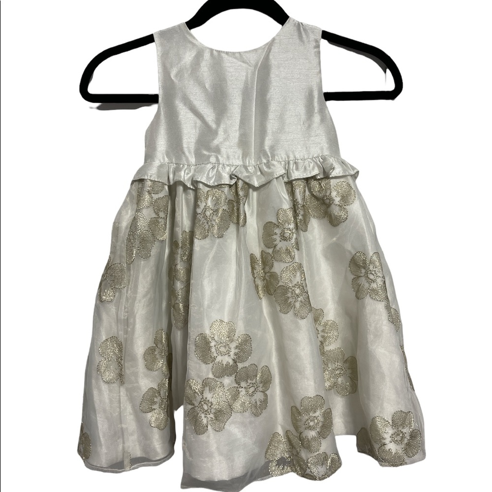 Gymboree  dress with beautiful gold thread flowers Size 4